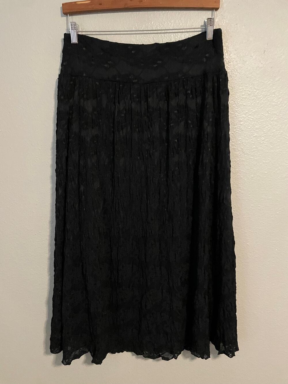 Nally & Millie Skirt Womens Large Black Floral Lace Mesh Tiered Maxi Whimsigoth